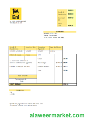Italy Gas utility business bill,  SCR